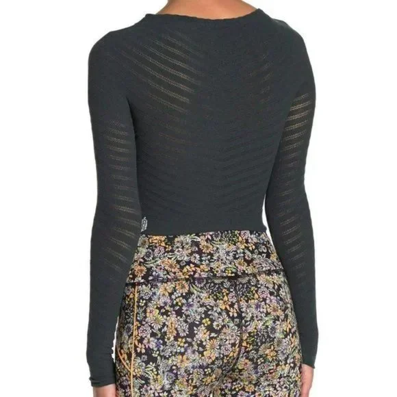 RARE Free People FP Movement Gone Adrift Long Sleeve Top Thundercloud Teal Sz XS - Picture 3 of 7